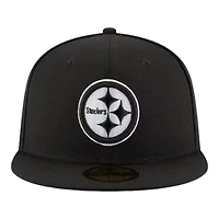 Pittsburgh Steelers Black and White Basic New Era 59FIFTY Fitted Hat