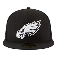 Philadelphia Eagles Black and White Basic New Era 59FIFTY Fitted Hat