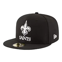New Orleans Saints Black and White Basic Era 59FIFTY Fitted Hat