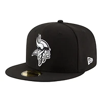 Minnesota Vikings Black and White Basic New Era 59FIFTY Fitted Hat