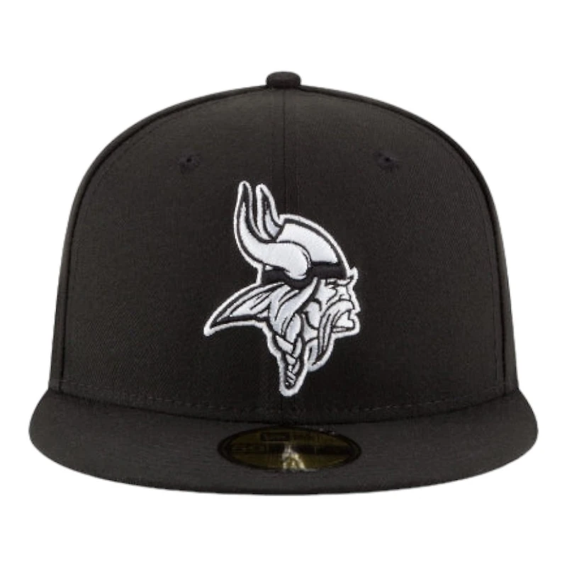Minnesota Vikings Black and White Basic New Era 59FIFTY Fitted Hat