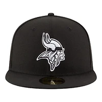 Minnesota Vikings Black and White Basic New Era 59FIFTY Fitted Hat