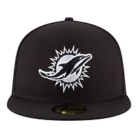 Miami Dolphins Black and White Basic New Era 59FIFTY Fitted Hat