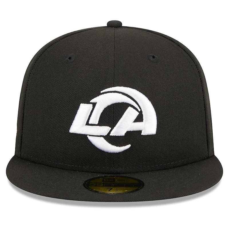 Los Angeles Rams Black and White Basic New Era 59FIFTY Fitted Hat