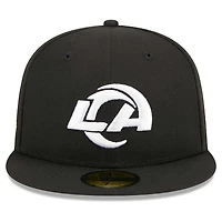 Los Angeles Rams Black and White Basic New Era 59FIFTY Fitted Hat