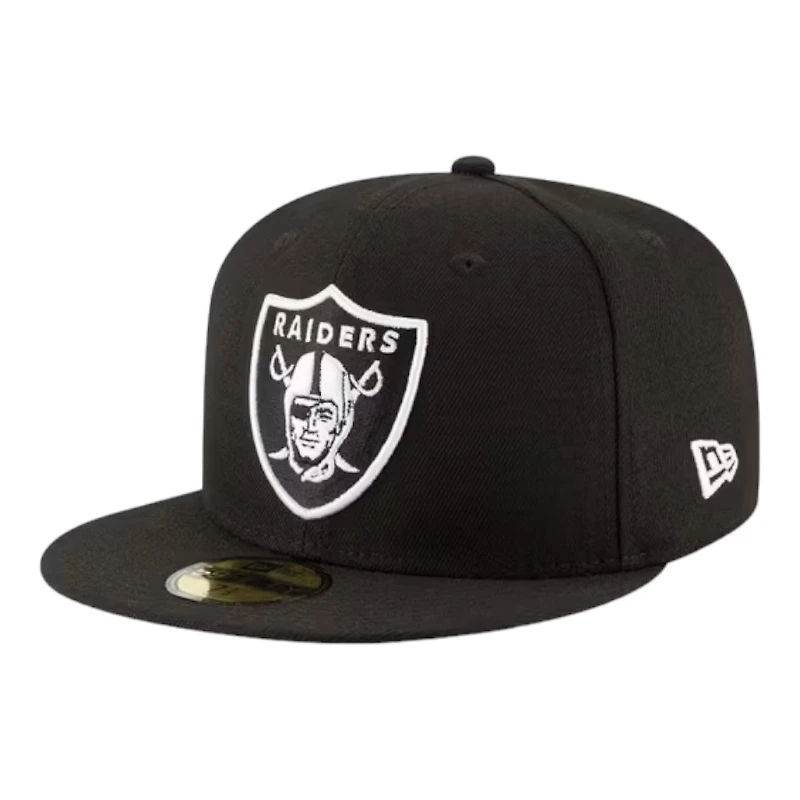 Las Vegas Raiders Black and White Basic New Era 59FIFTY Fitted Hat