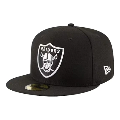 Las Vegas Raiders Black and White Basic New Era 59FIFTY Fitted Hat