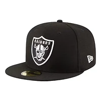 Las Vegas Raiders Black and White Basic New Era 59FIFTY Fitted Hat