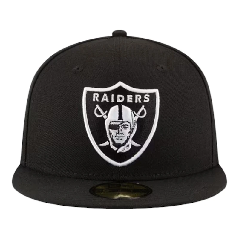 Las Vegas Raiders Black and White Basic New Era 59FIFTY Fitted Hat