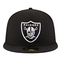 Las Vegas Raiders Black and White Basic New Era 59FIFTY Fitted Hat