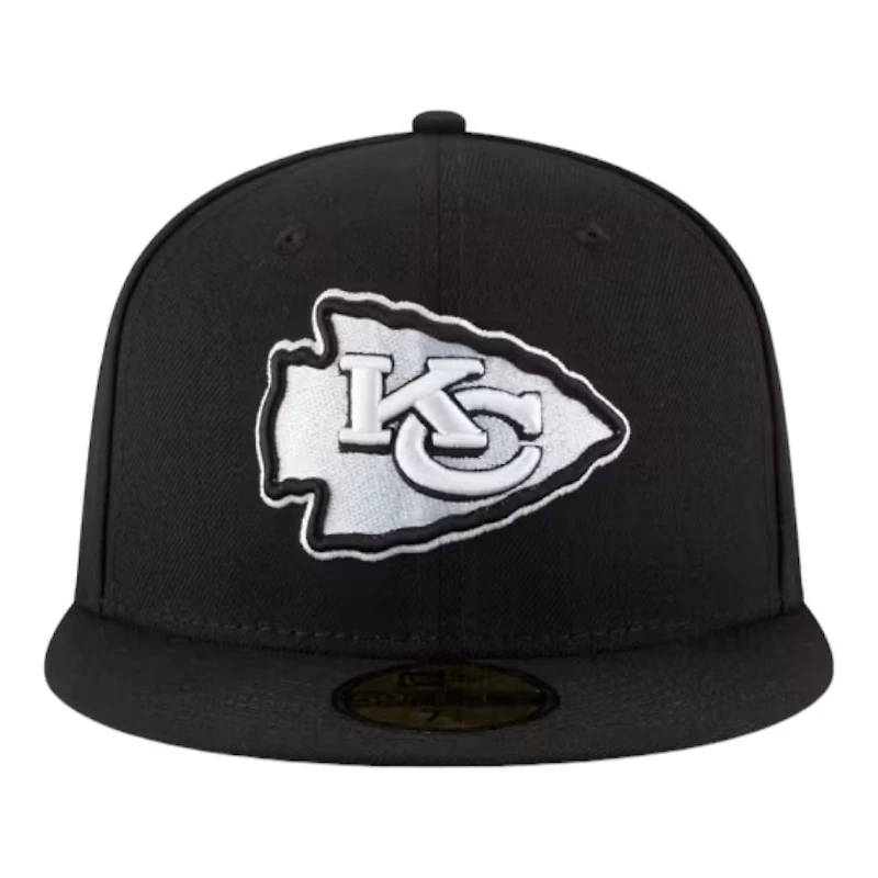 Kansas City Chiefs Black and White Basic New Era 59FIFTY Fitted Hat