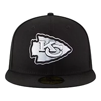 Kansas City Chiefs Black and White Basic New Era 59FIFTY Fitted Hat