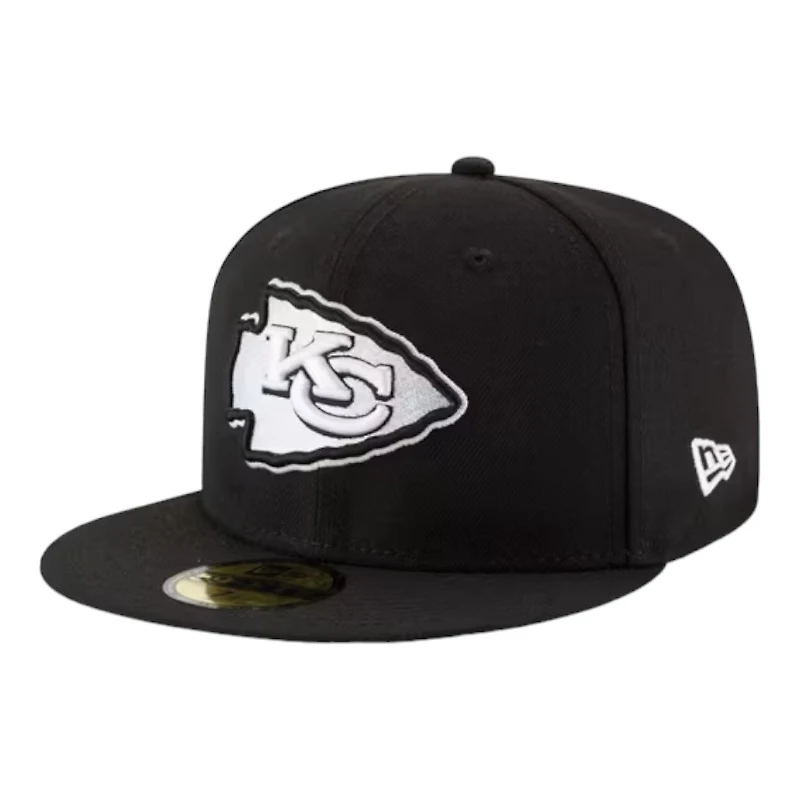Kansas City Chiefs Black and White Basic New Era 59FIFTY Fitted Hat