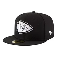 Kansas City Chiefs Black and White Basic New Era 59FIFTY Fitted Hat