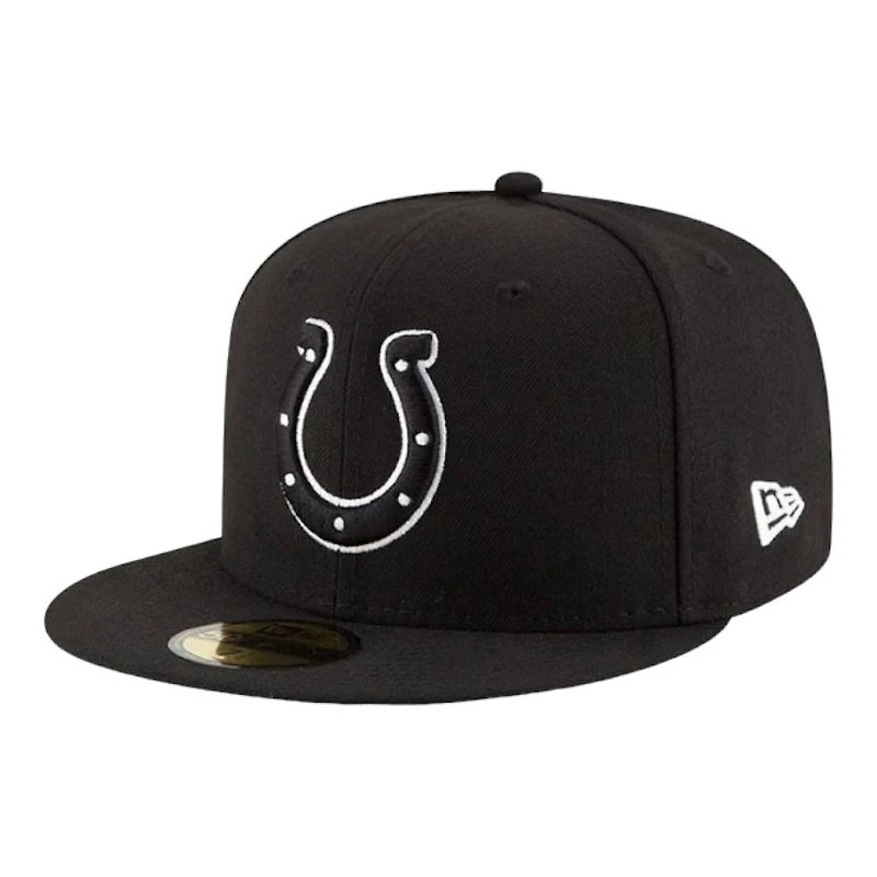 Indianapolis Colts Black and White Basic New Era 59FIFTY Fitted Hat