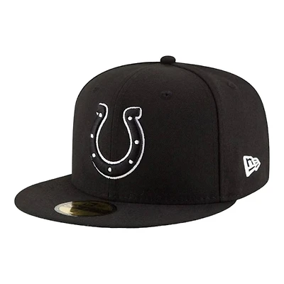Indianapolis Colts Black and White Basic New Era 59FIFTY Fitted Hat
