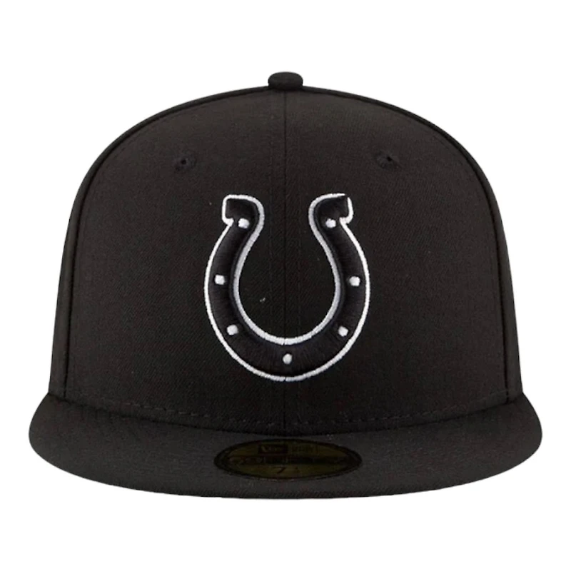 Indianapolis Colts Black and White Basic New Era 59FIFTY Fitted Hat