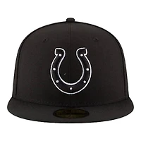 Indianapolis Colts Black and White Basic New Era 59FIFTY Fitted Hat