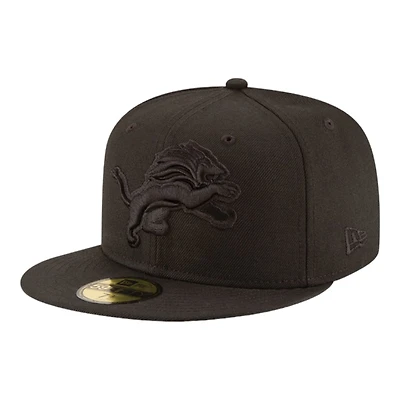 Detroit Lions Black on Basic New Era 59FIFTY Fitted Hat