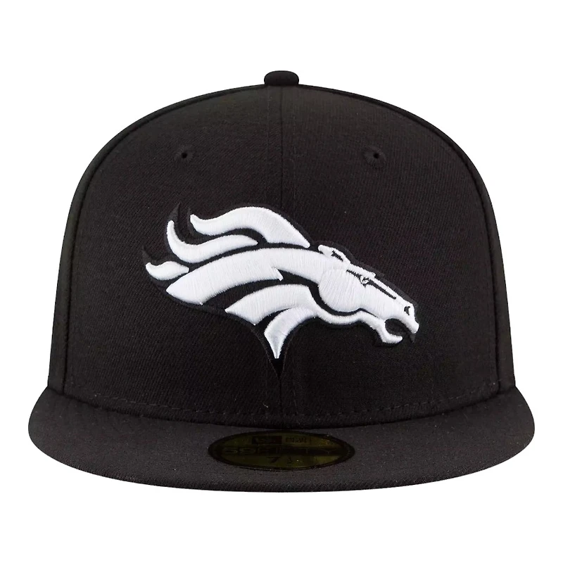 Denver Broncos Black and White Basic New Era 59FIFTY Fitted Hat