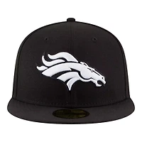 Denver Broncos Black and White Basic New Era 59FIFTY Fitted Hat