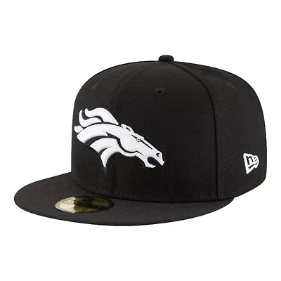Denver Broncos Black and White Basic New Era 59FIFTY Fitted Hat