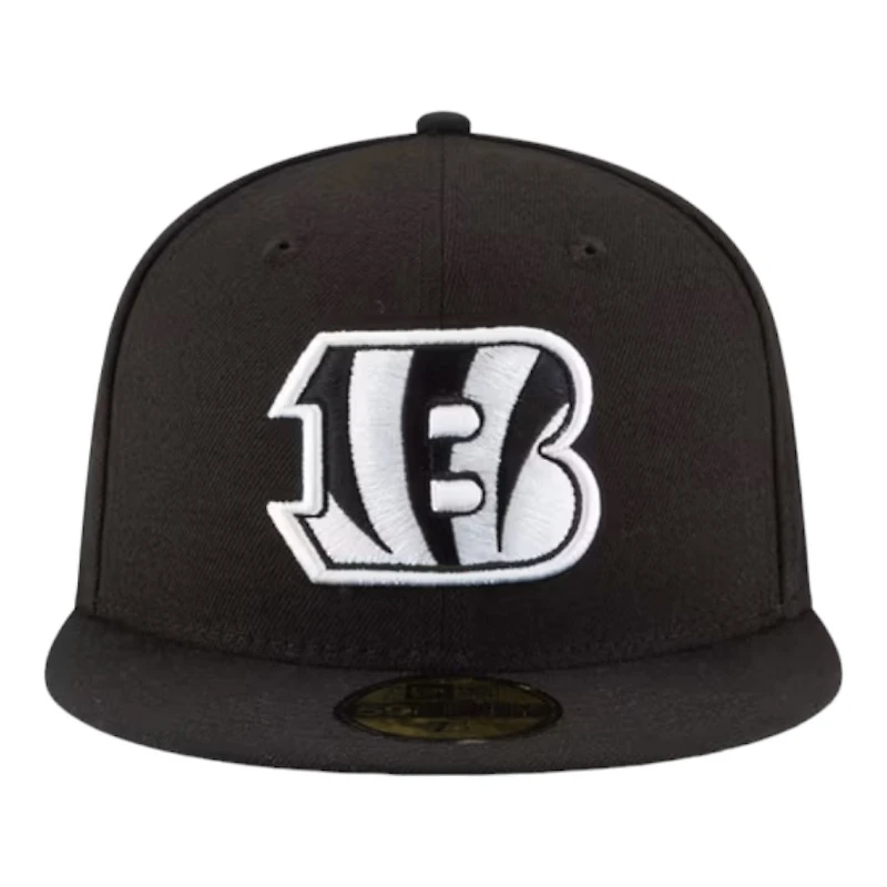 Cincinnati Bengals Black and White Basic New Era 59FIFTY Fitted Hat