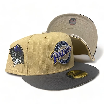 San Diego Padres Gold Black Two Tone Storm Side Patch Cream UV New Era 59Fifty Fitted Hat