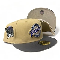 San Diego Padres Gold Black Two Tone Storm Side Patch Cream UV New Era 59Fifty Fitted Hat