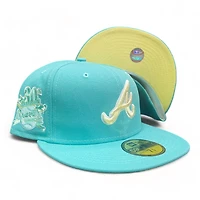 Atlanta Braves Spring Teal 30th Anniversary Patch Yellow UV New Era 59Fifty Fitted Hat