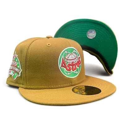 Houston Astros Tan 1986 All Star Game Patch Green UV New Era 59Fifty Fitted Hat