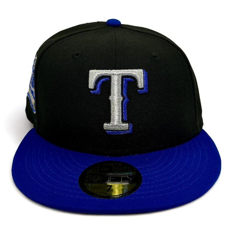 Texas Rangers Black and Blue FHM Pack 2019 Final Season Patch Gray UV New Era 59Fifty Fitted Hat