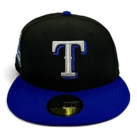 Texas Rangers Black and Blue FHM Pack 2019 Final Season Patch Gray UV New Era 59Fifty Fitted Hat