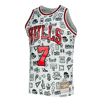 Chicago Bulls Tony Kukoc Mitchell & Ness 1997-98 Swingman White Doodle Player Jersey