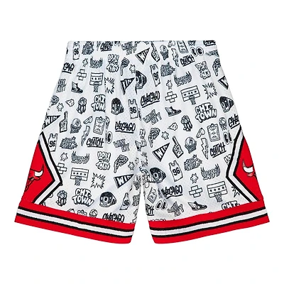 Chicago Bulls White Mitchell & Ness 1997-98 Doodle Swingman Shorts