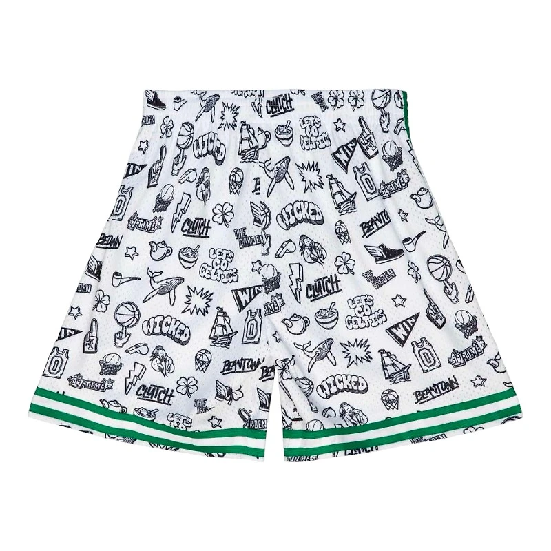 Boston Celtics White Mitchell & Ness 1985-86 Doodle Swingman Shorts