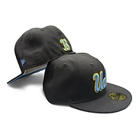 UCLA Bruins Black Cursive Logo Light Blue UV NCAA New Era 59FIFTY Fitted Hat
