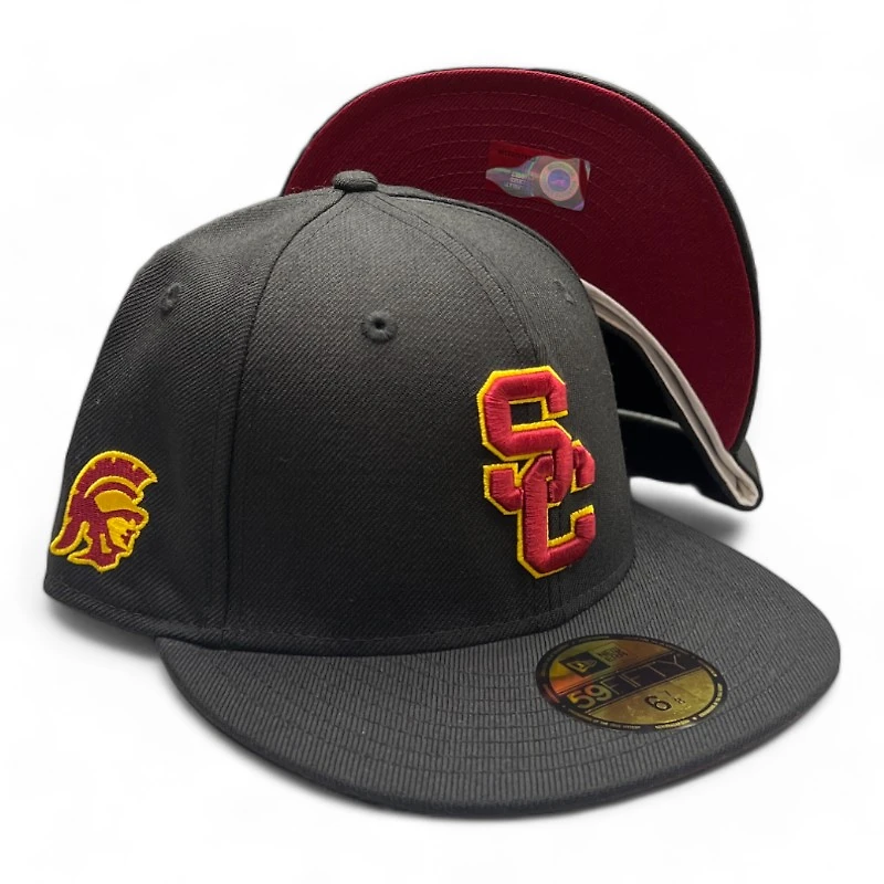 USC Trojans Black Trojan Patch Cardinal Red UV NCAA New Era 59FIFTY Fitted Hat