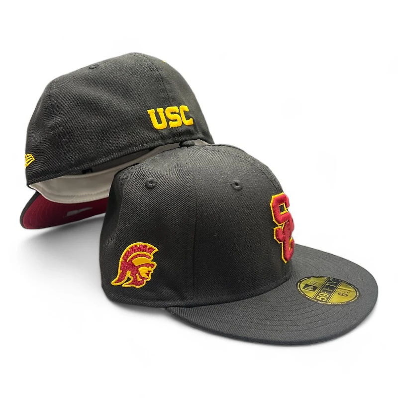 USC Trojans Black Trojan Patch Cardinal Red UV NCAA New Era 59FIFTY Fitted Hat