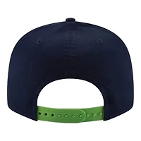 Seattle Seahawks Navy and Neon Green Team Color Basic New Era 9FIFTY Snapback Hat