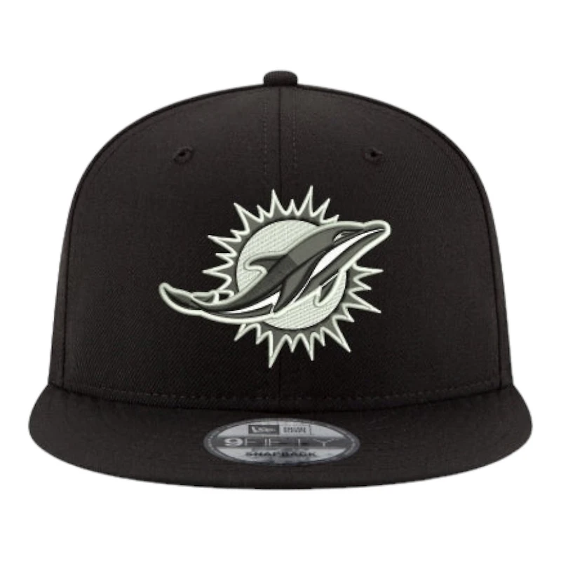 Miami Dolphins Black and White Basic New Era 9FIFTY Snapback Hat