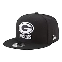 Green Bay Packers Black and White Basic New Era 9FIFTY Snapback Hat