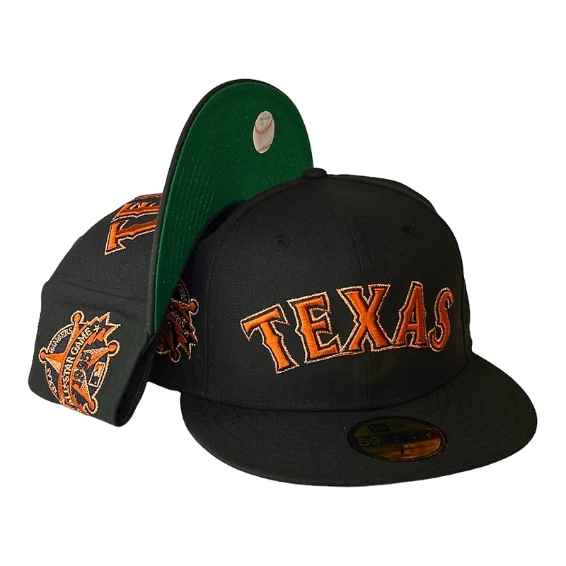 Texas Rangers Black 1995 ASG Patch Green UV New Era 59FIFTY Fitted Hat