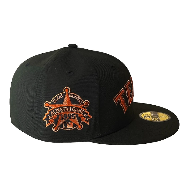 Texas Rangers Black 1995 ASG Patch Green UV New Era 59FIFTY Fitted Hat