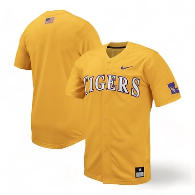 Louisiana State Tigers Baseball Gold Nike Full-Button Replica Jersey