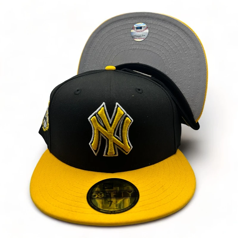 New York Yankees Black Gold Two Tone 100th Anniversary Patch Gray UV 59FIFTY Fitted Hat
