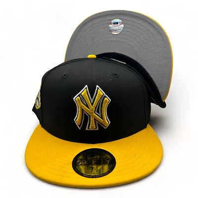 New York Yankees Black Gold Two Tone 100th Anniversary Patch Gray UV 59FIFTY Fitted Hat