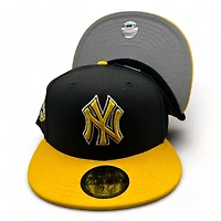 New York Yankees Black Gold Two Tone 100th Anniversary Patch Gray UV 59FIFTY Fitted Hat