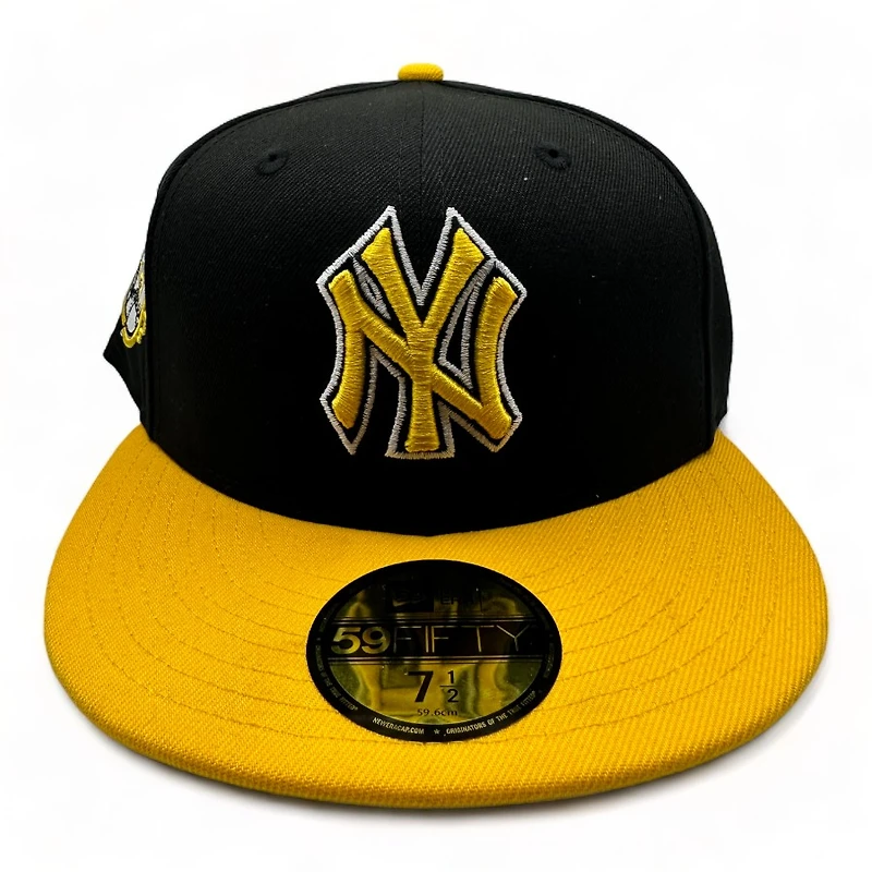 New York Yankees Black Gold Two Tone 100th Anniversary Patch Gray UV 59FIFTY Fitted Hat