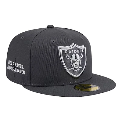 Las Vegas Raiders Graphite On Stage Official 2024 NFL Draft New Era 59FIFTY Fitted Hat